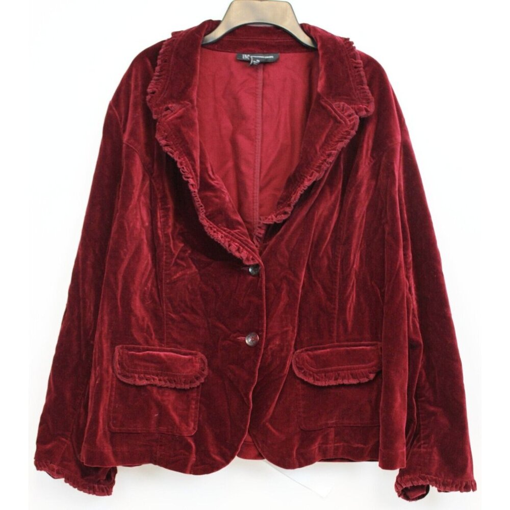 INC Women's Red Velvet Coat sz 3X Gothic Victorian Mansion Cosplay Elegant Party